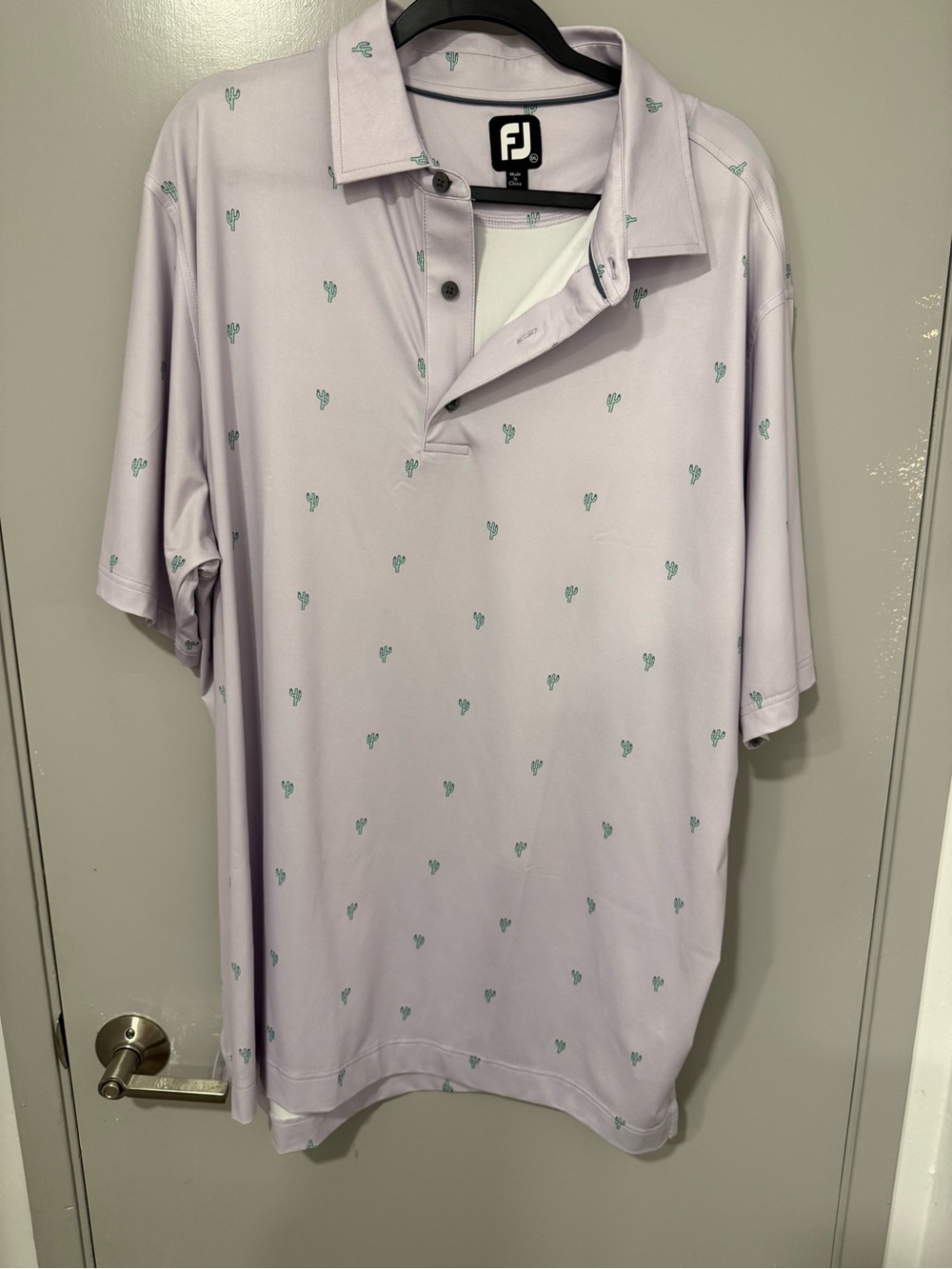 FootJoy Men’s Lavender Polo with Green Cactus Motif